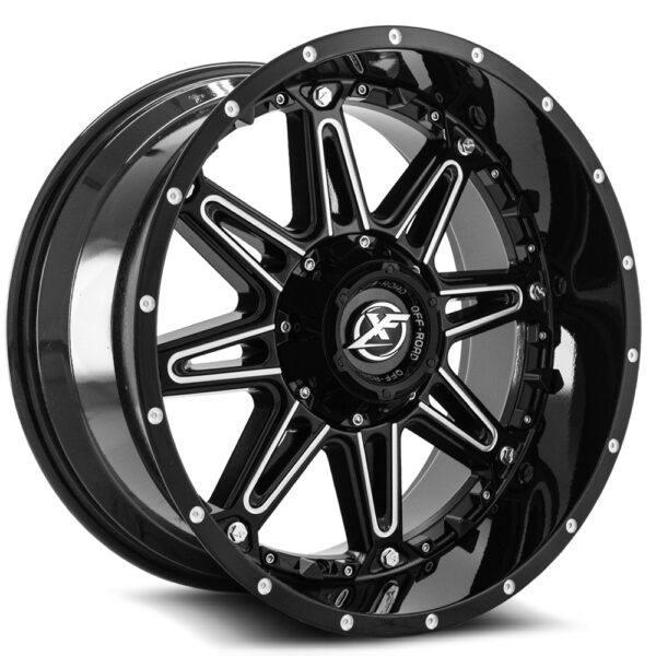 XF-217 - 6x135/6x139.7, Gloss Black & Milled + Black Inserts, 12, 20, 6, 9