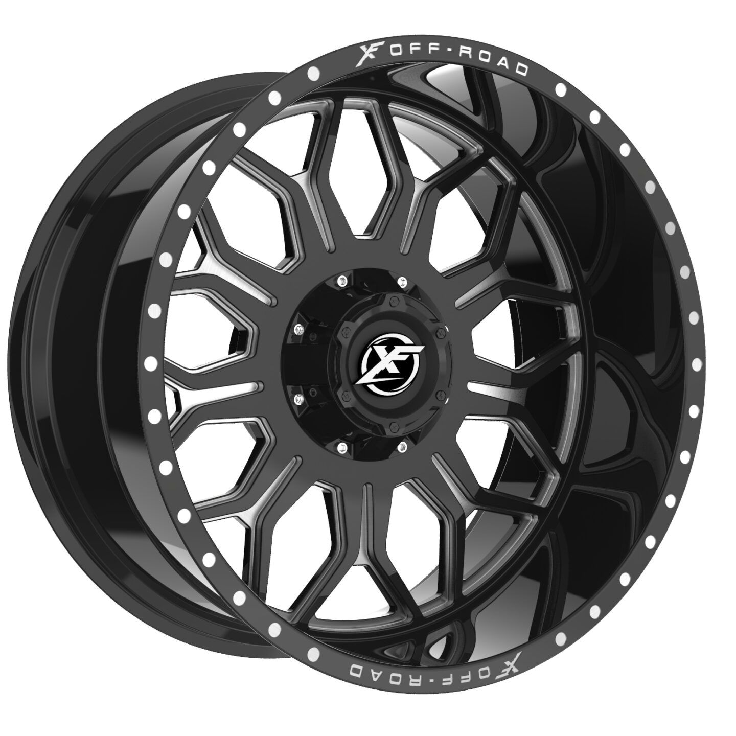 XF Offroad XF-239 Gloss Black / Brushed Double Dark Tint - PowerHouse Wheels & Tires