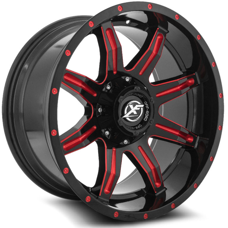 XF-215 - 6x135/6x139.7, Gloss Black & Red Milled, -44, 24, 6, 12