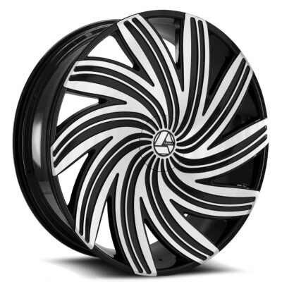 AZAC502 - 5x110/5x120, Gloss Black & Machined, 38, 22, 5, 8.5