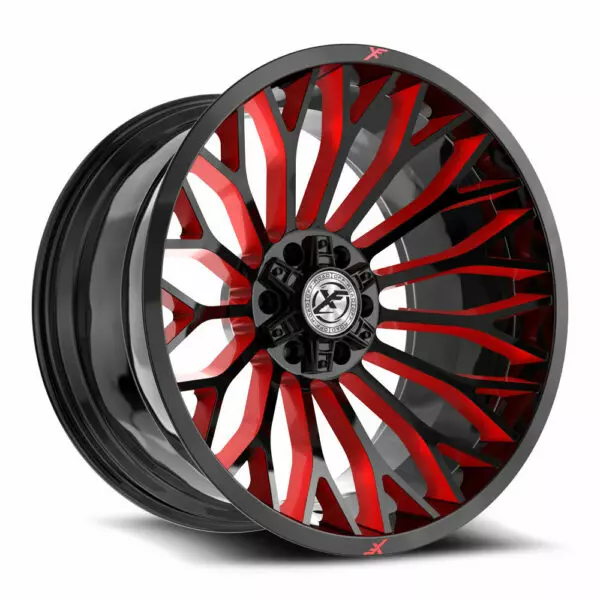 XF-237 20x9 5x127 5x139.7 +12 Cb 78.1 Gloss Black & Red Milled