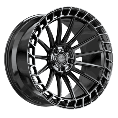 AVX-101 Paris 22x10.5 Blank +20 Cb 57.1 Gloss Black Center & Diamond Cut Ring With Dark Tint