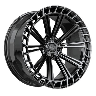 AVX-103 Portofino 22x10.5 Blank +20 Cb 57.1 Gloss Black Center & Diamond Cut Ring With Dark Tint - Image 1