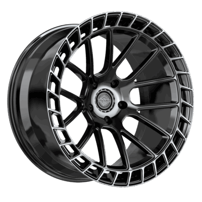 AVX-104 Salerno 21x10.5 Blank +20 Cb 66.56 Gloss Black Center & Diamond Cut Ring With Dark Tint