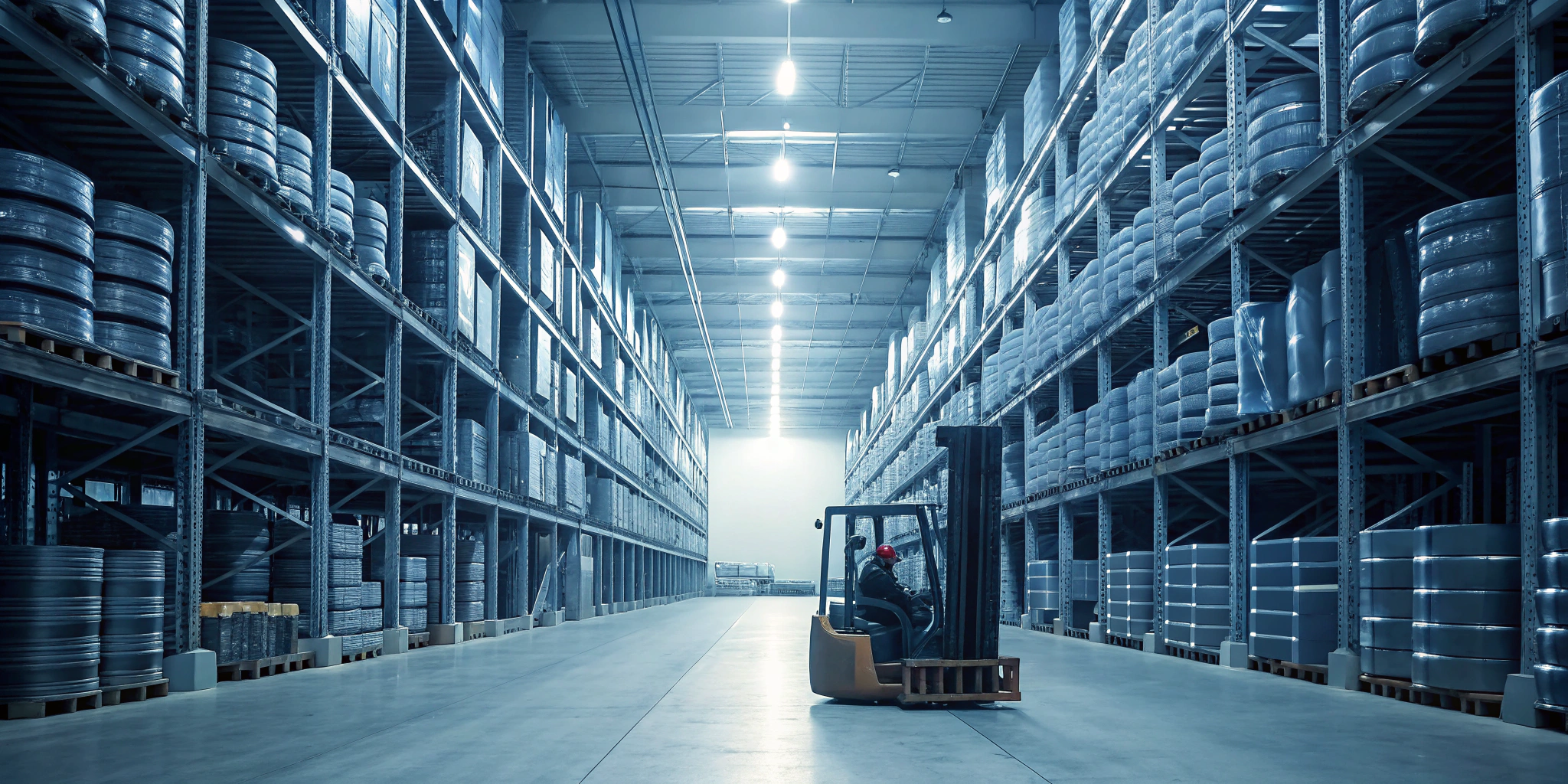 Warehouse shelves stacked with wheels for dealers looking to buy in bulk.